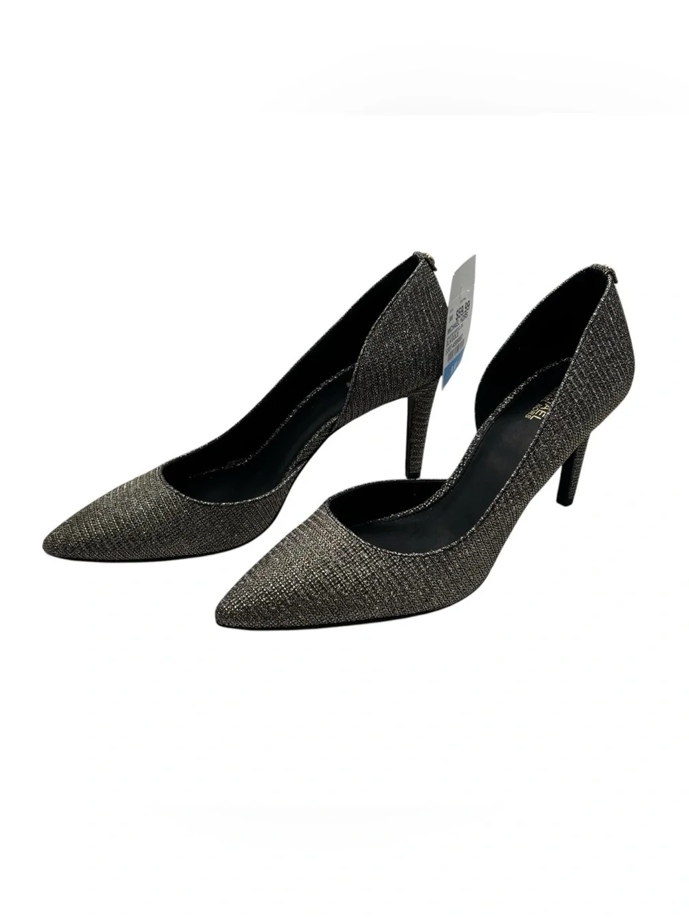 NTW Michael Kors Black/Gold Dorothy Flex D’Orsay Glitter Chain Mesh Pump Size 9